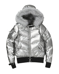 PAIKI | Oversized Hood Cropped Puffer Jacket - Silver product image