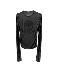DETW | Rhinestone Skull Long-Sleeve T-Shirt