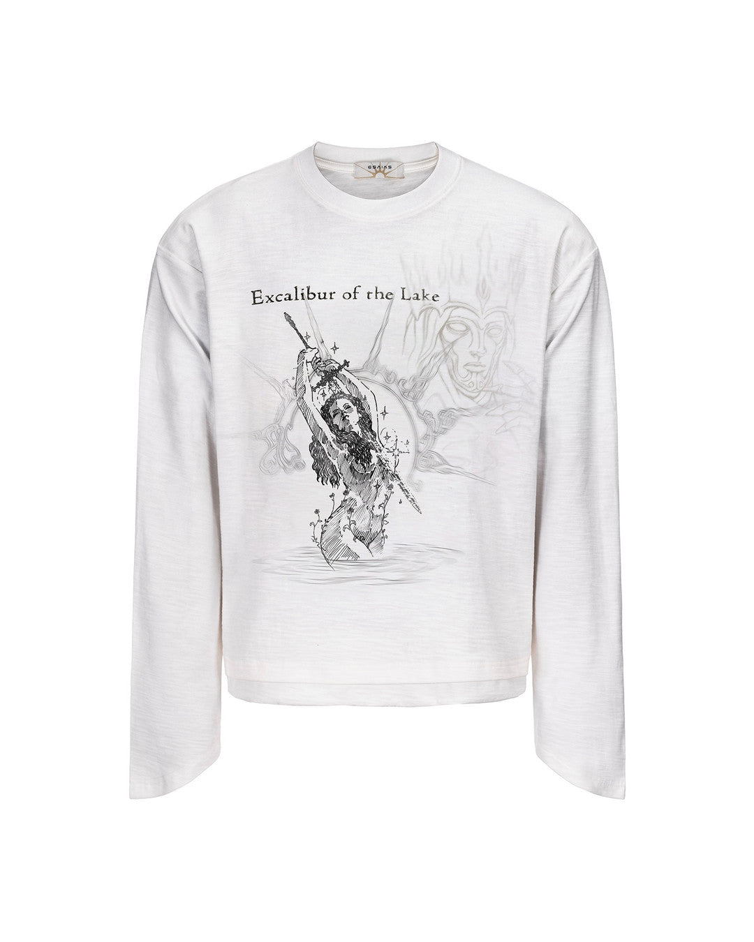 Excalibur Graphic Long-Sleeve T-Shirt, White product view on white background