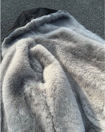 Plush-Trim Cropped Aviator Jacket worn on model, image 06