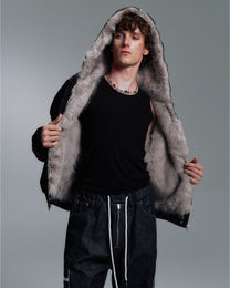 Plush-Trim Cropped Aviator Jacket worn on model, image 07