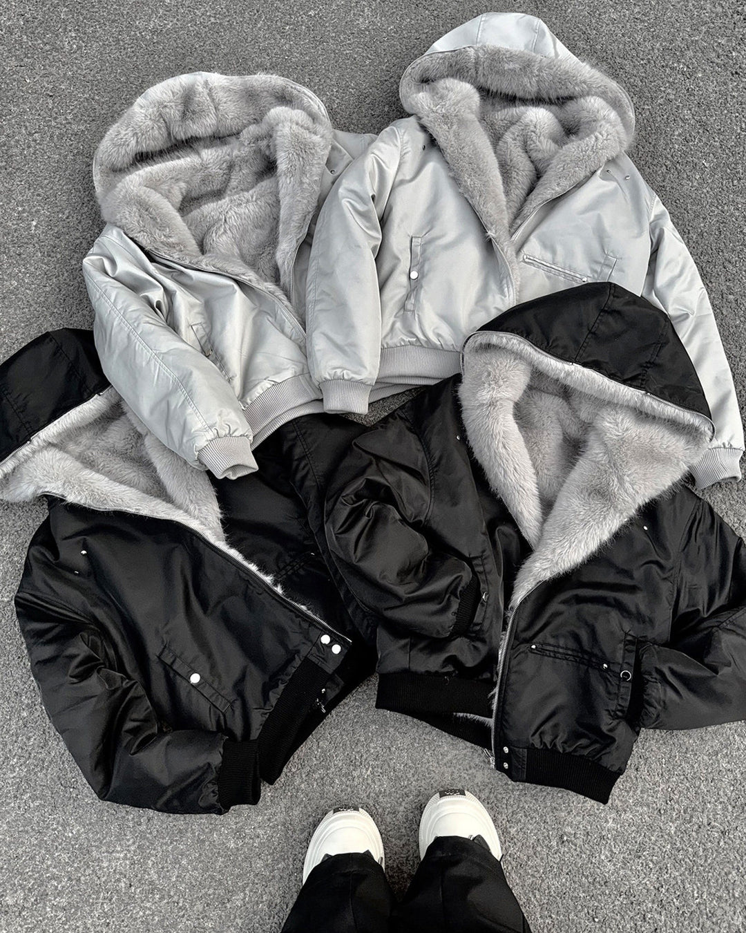 Plush-Trim Cropped Aviator Jacket worn on model, image 08