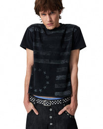Distressed Star &amp; Stripe Graphic T-Shirt worn on model, image 02