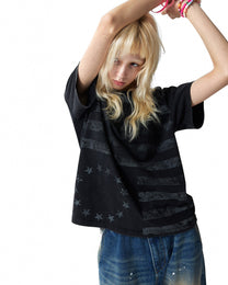 Distressed Star &amp; Stripe Graphic T-Shirt worn on model, image 04