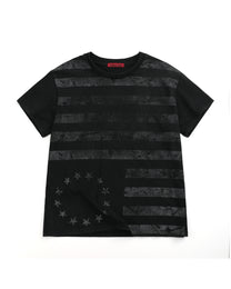 Distressed Star &amp; Stripe Graphic T-Shirt, Black product view on white background