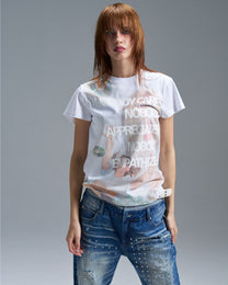 Disc Portrait Slogan T-Shirt worn on model, image 03