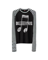 DETW | Music Note Striped Raglan Long-Sleeve T-Shirt