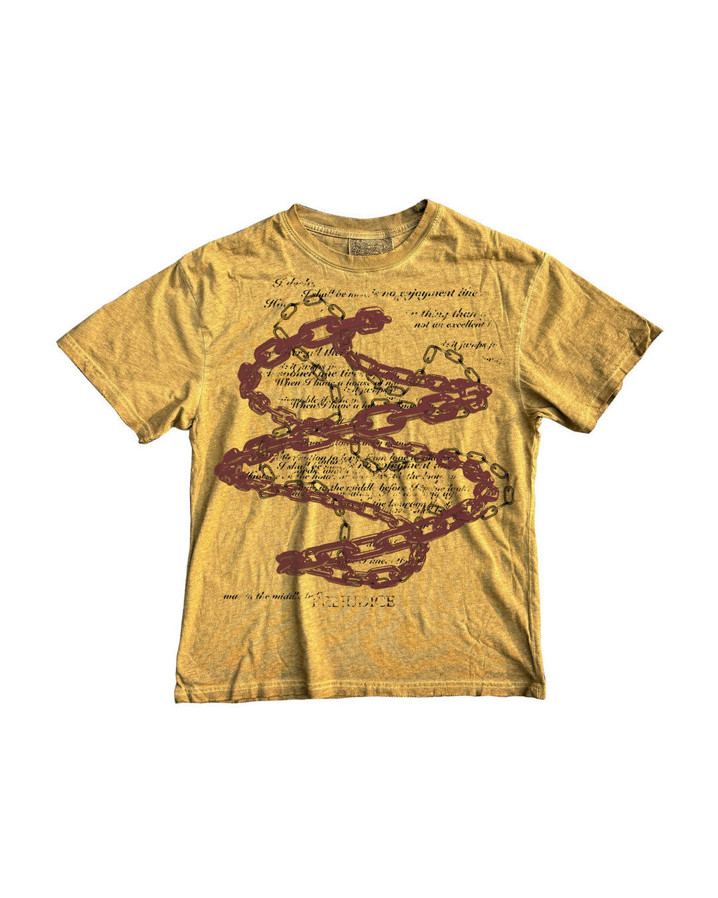Chain Graphic Washed T-Shirt, Yellow product view on white background