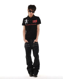 Unicorn Graphic Short-Sleeve Polo worn on model, image 02