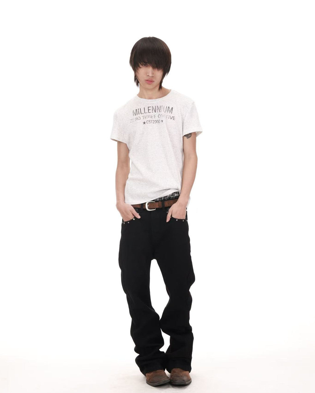 Millennium Star Slogan T-Shirt worn on model, image 07