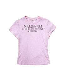 Millennium Star Slogan T-Shirt, Pink product view on white background