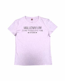 Millennium Star Slogan T-Shirt, Purple product view on white background
