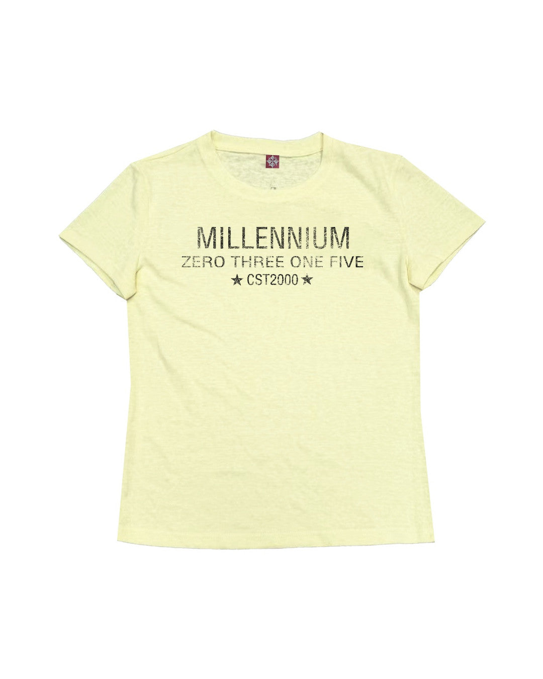 Millennium Star Slogan T-Shirt, Yellow product view on white background