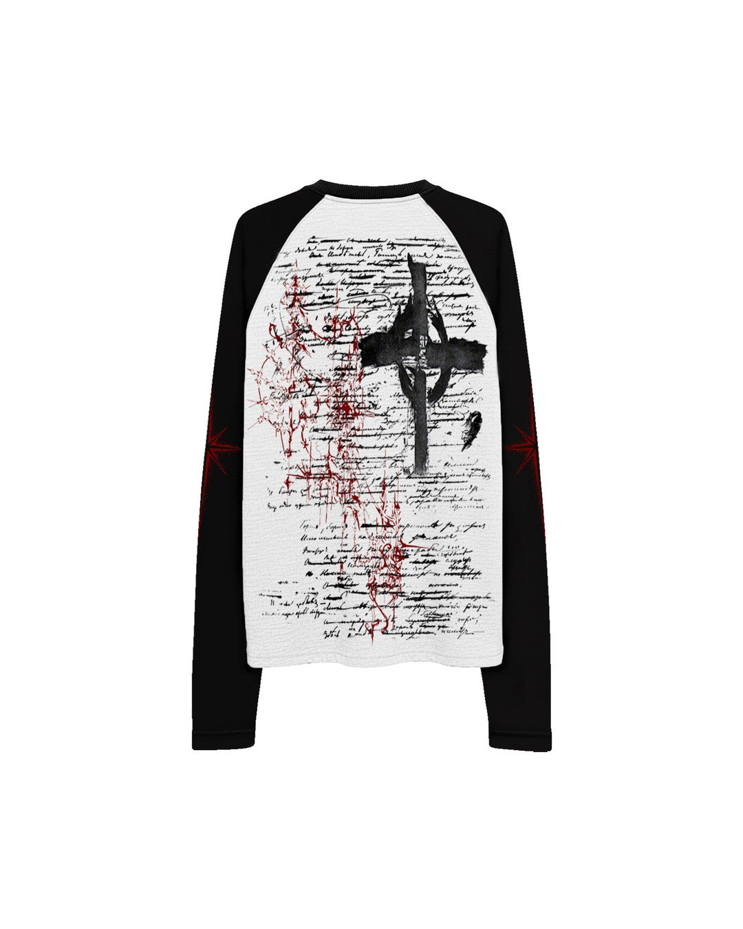 Gothic Portrait Raglan Long-Sleeve T-Shirt worn on model, image 01