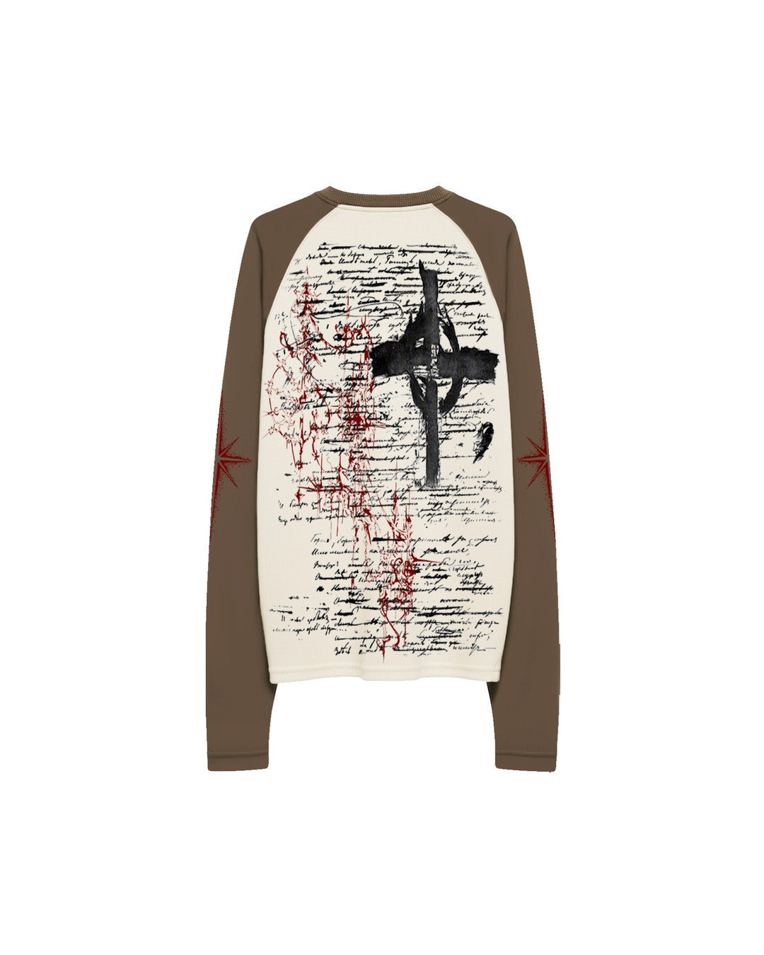 Gothic Portrait Raglan Long-Sleeve T-Shirt worn on model, image 02