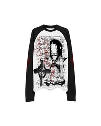 Gothic Portrait Raglan Long-Sleeve T-Shirt, Black product view on white background