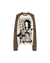 Gothic Portrait Raglan Long-Sleeve T-Shirt, Coffee product view on white background