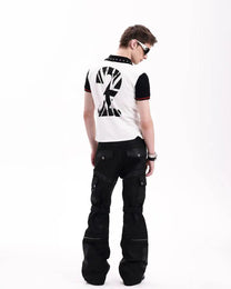 Contrast Skull Graphic Studded Polo worn on model, image 01