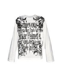 Distressed Typography Long-Sleeve T-Shirt, White product view on white background