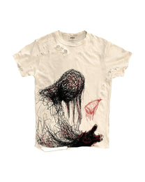 Distressed Abstract Figure Graphic T-Shirt, White product view on white background