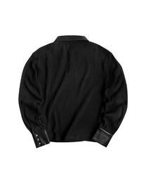 Studded Script Patch Long-Sleeve Polo worn on model, image 01