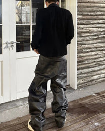 Studded Script Patch Long-Sleeve Polo worn on model, image 04