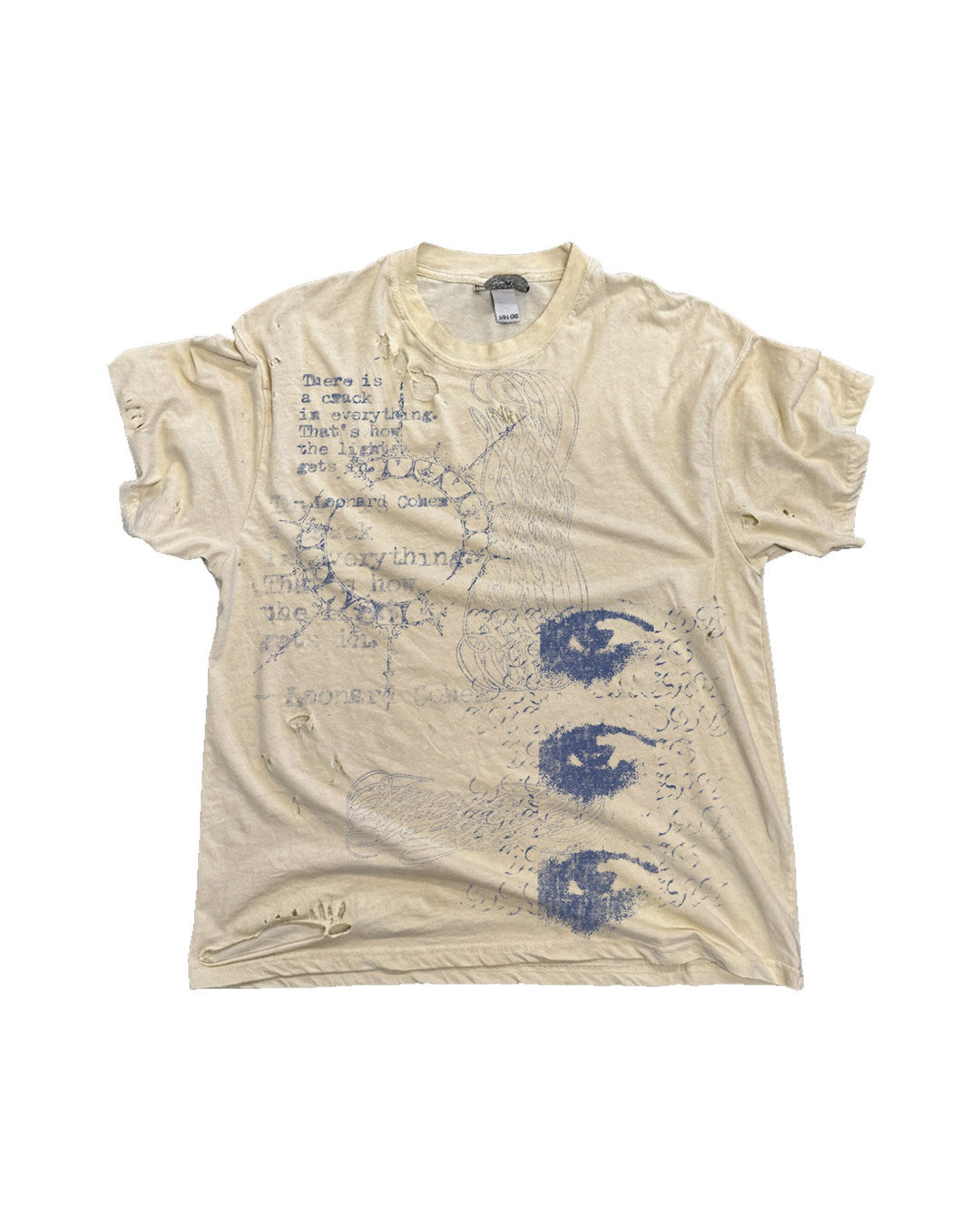 Distressed Eye Graphic T-Shirt, Beige product view on white background