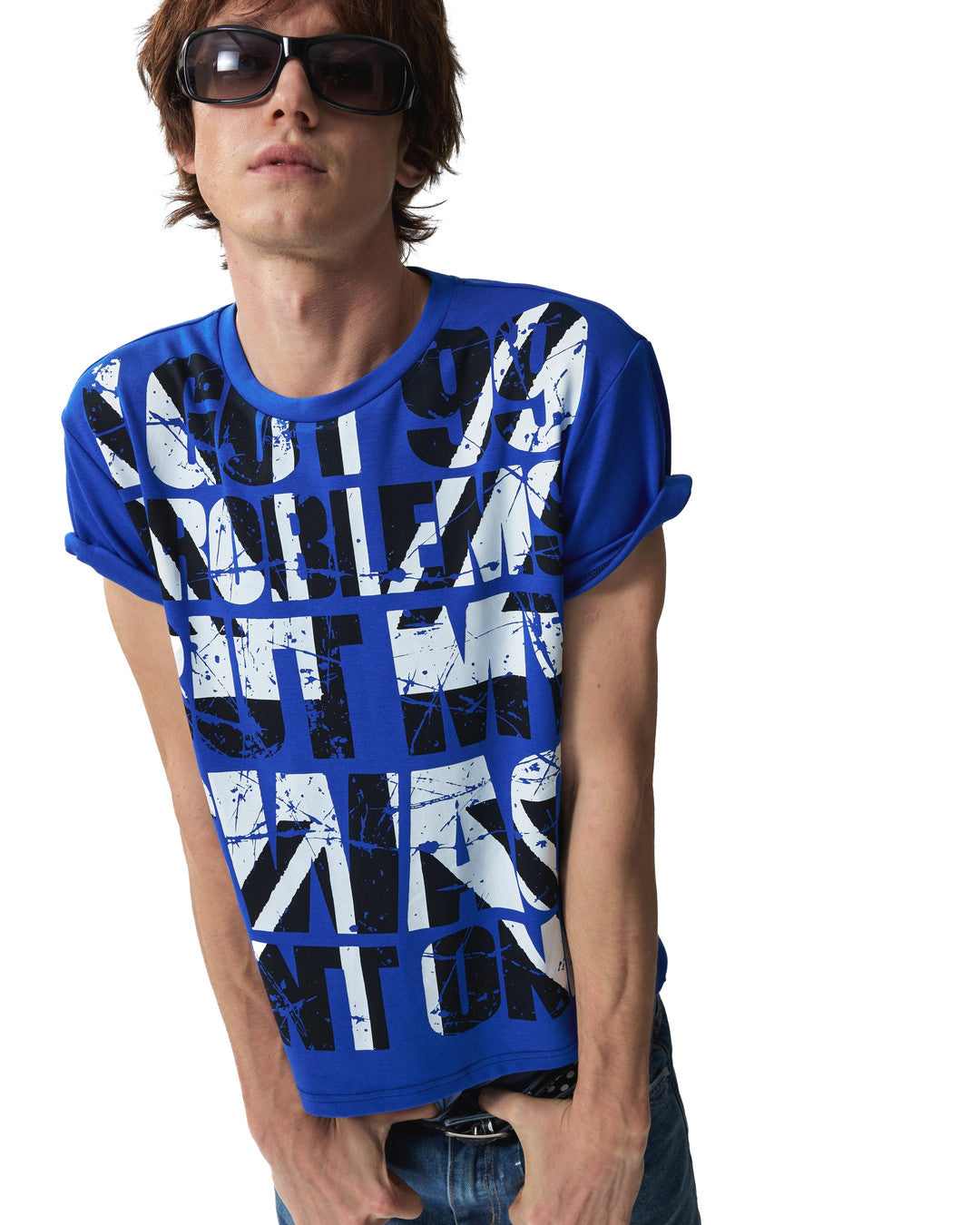 Oversized Slogan Graphic T-Shirt worn on model, image 01