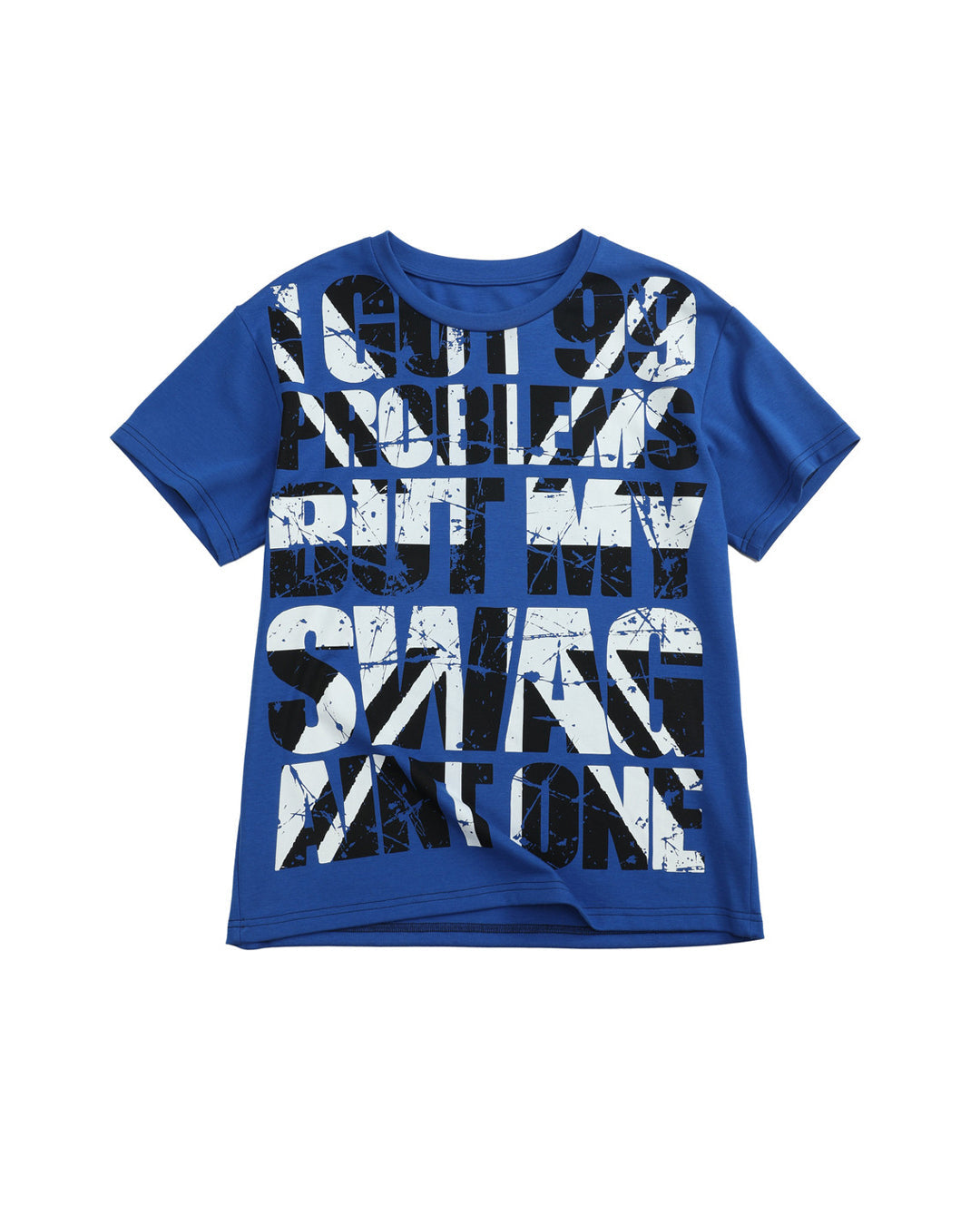 Oversized Slogan Graphic T-Shirt, Blue product view on white background