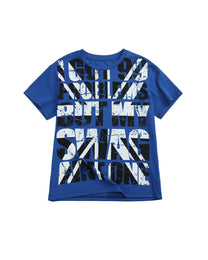 Oversized Slogan Graphic T-Shirt, Blue product view on white background