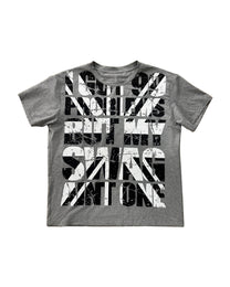 Oversized Slogan Graphic T-Shirt, Gray product view on white background