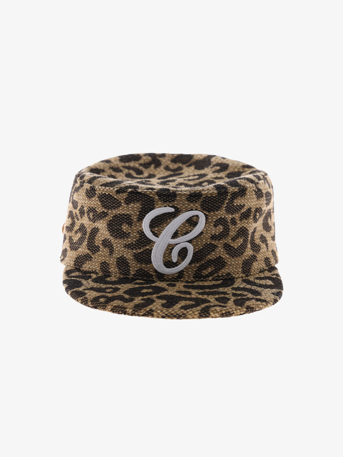 6CRAYON LEOPARD MONOGRAM FLAT TOP CAP; Brown Leopard; overall product view