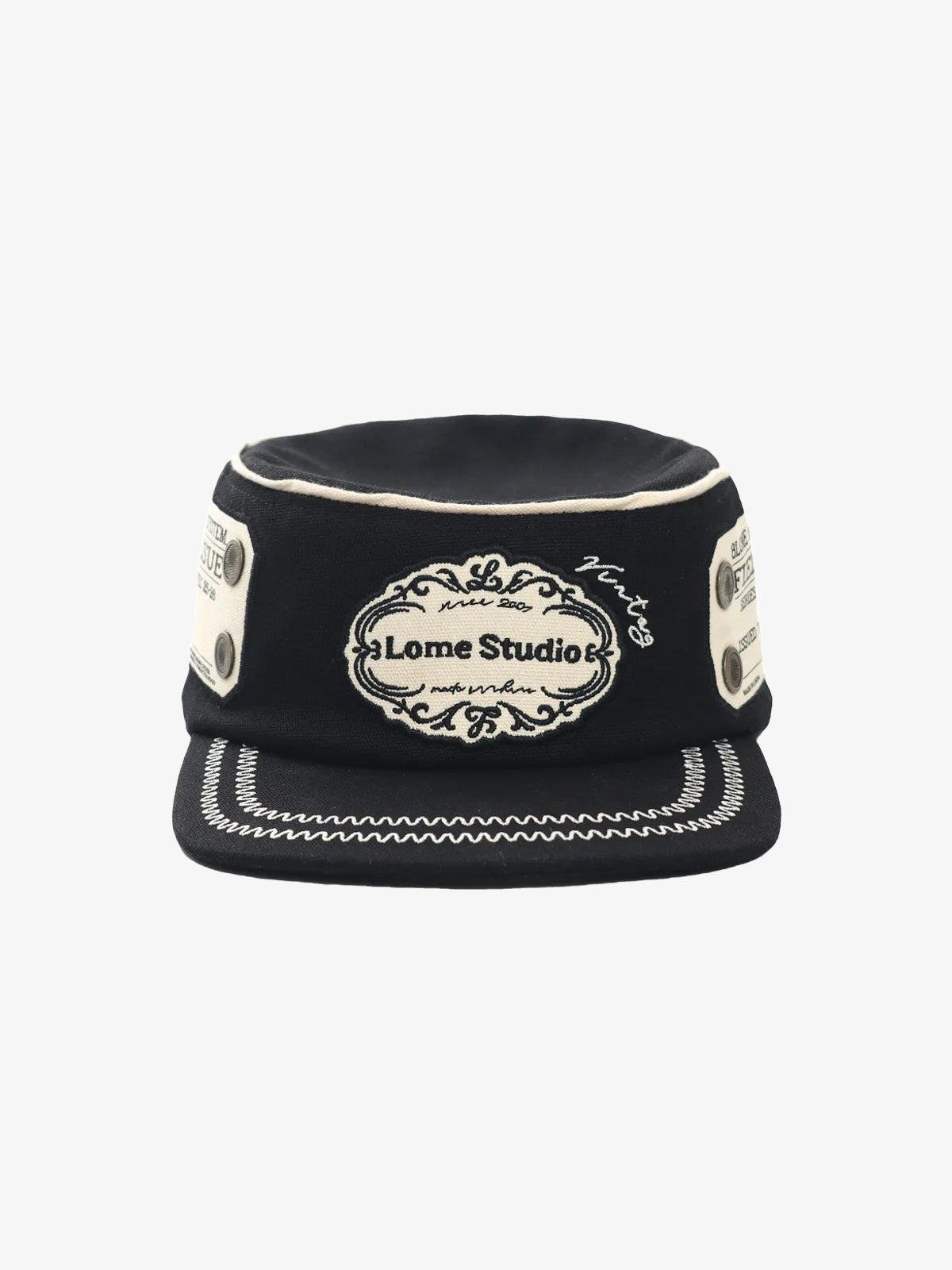 8LOME LABEL PATCH CADET CAP; Black; front product view