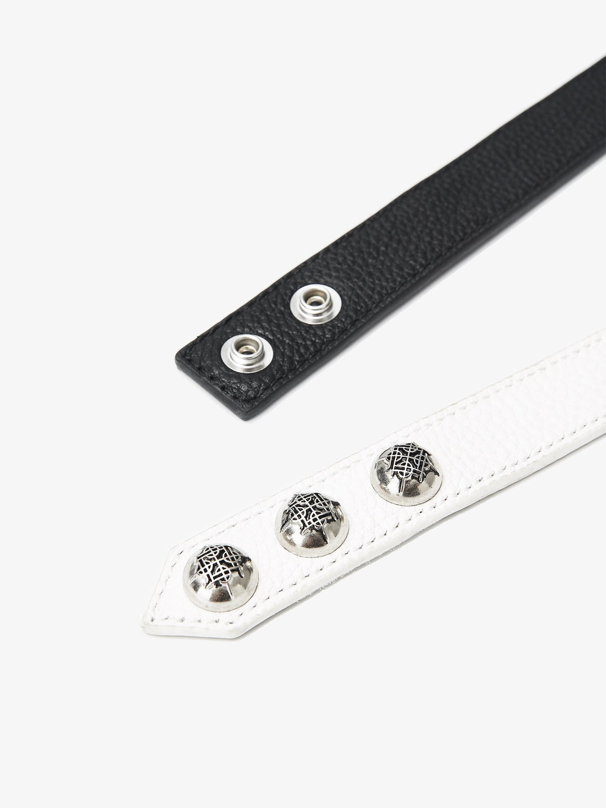 DETW METAL STUD CUFF BRACELET; Black, White; construction detail
