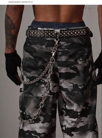 DND4DES SCROLL BUCKLE STUDDED BELT; Black; worn view