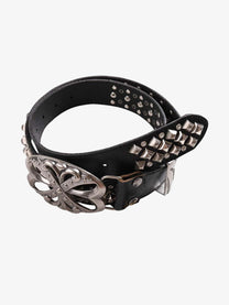 DND4DES SCROLL BUCKLE STUDDED BELT; Black; overall product view