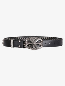 DND4DES SCROLL BUCKLE STUDDED BELT; Black; front product view