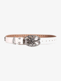 DND4DES SCROLL BUCKLE STUDDED BELT; White; front product view