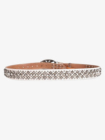 DND4DES SCROLL BUCKLE STUDDED BELT; White; back product view