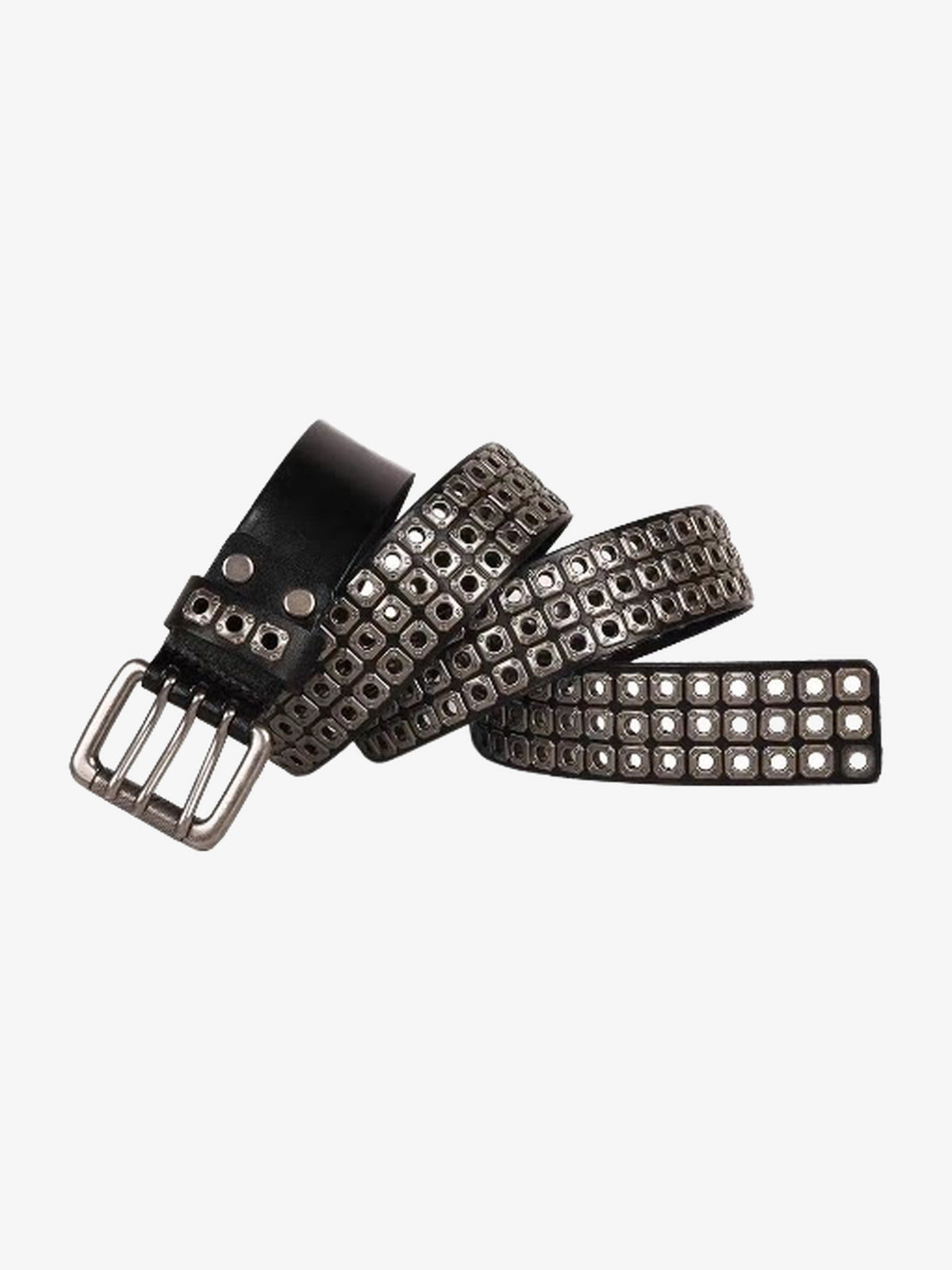 DND4DES SQUARE STUDDED BELT; Black; front product view