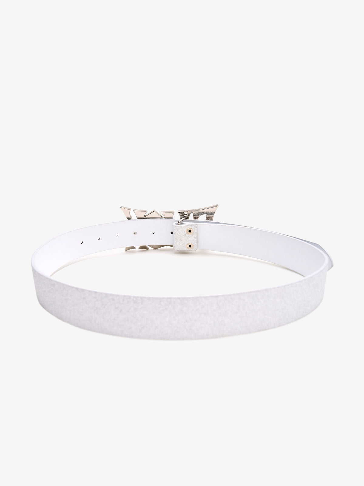 FOURTH3EX RHINESTONE LETTER BUCKLE BELT; Silver; overall product view
