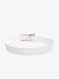FOURTH3EX RHINESTONE LETTER BUCKLE BELT; Silver; overall product view