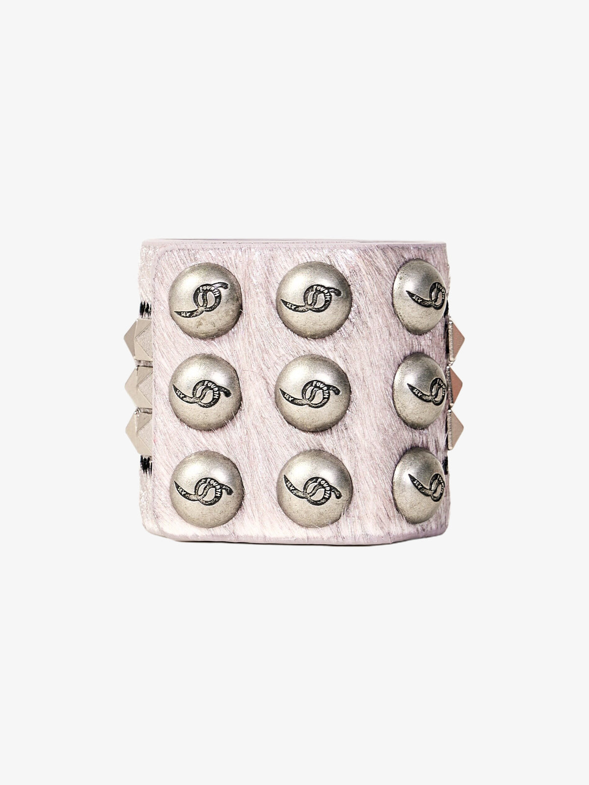 FOURTH3EX STUDDED WIDE CUFF BRACELET; White; front product view