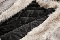 BLACK ENERGY QUILTED LINING FUR HOOD JACKET; Gray; fabric detail