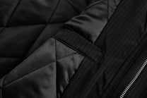 BLACK ENERGY CROSS EMBLEM FUR HOOD JACKET; Black; garment construction detail