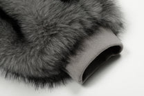 BLACK ENERGY CURVED PANEL FUR HOOD JACKET; Gray; garment construction detail