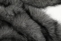 BLACK ENERGY CURVED PANEL FUR HOOD JACKET; Gray; fabric detail