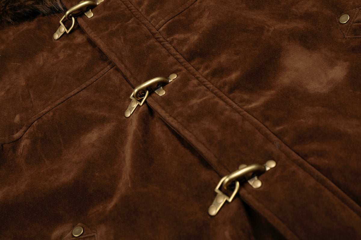 BLACK ENERGY FUR HOOD TOGGLE JACKET; Brown; design detail