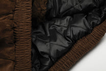 BLACK ENERGY FUR HOOD TOGGLE JACKET; Brown; fabric detail
