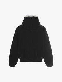 BLACK ENERGY FUR HOOD TOGGLE JACKET; Black; back view